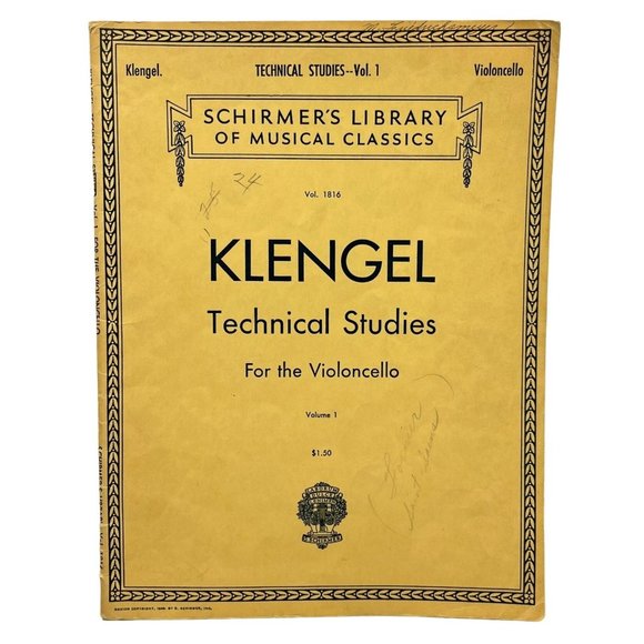 Klengel Technical Studies Vol 1 for Violoncello Vintage Sheet Music Schirmers - Picture 1 of 8